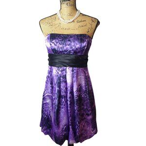 Jump Apparel Juniors Strapless Dress 7/8 Purple Satin Cocktail Homecoming Prom